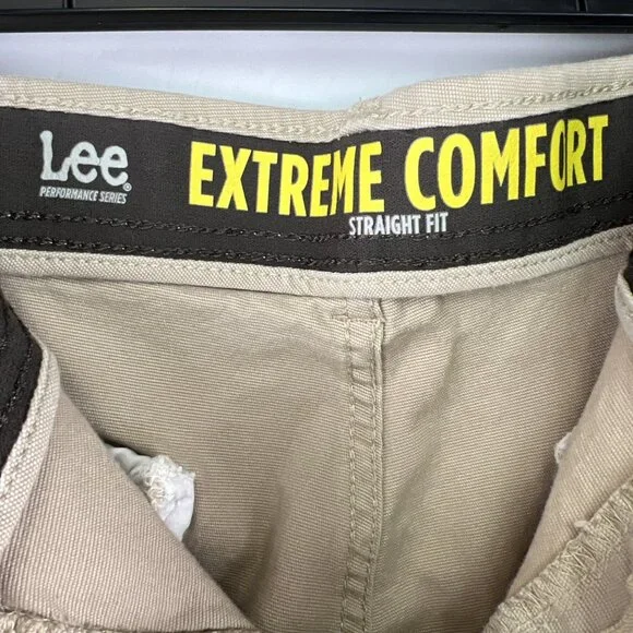 Lee 38x29 Extreme Comfort Straight Pants Men Tan Stretch Chino Relaxed Fit Twill - Picture 6 of 9